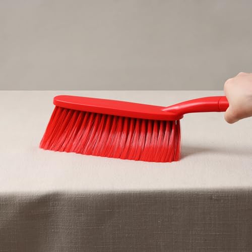 15" Red Soft Brist. Hand Broom Brush Bed Sofa Counter Hair Clear | Soft bristle hand broom brush, efficiently clear pet hair, dust debris on beds, sofas countertops for daily home cleaning. - color: Red 1