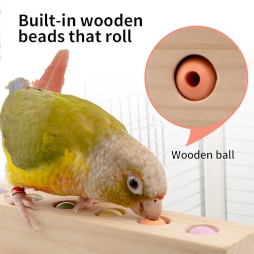 Bird Toys & Bird Perch, Bird Wooden Block Chewing Toy Parrot Foraging & Puzzle Toys Bird Cage Accessories for Conures Parakeets Cockatiels Lovebirds African Grey Macaws (Spinning Ball) - color: Spinning Ball