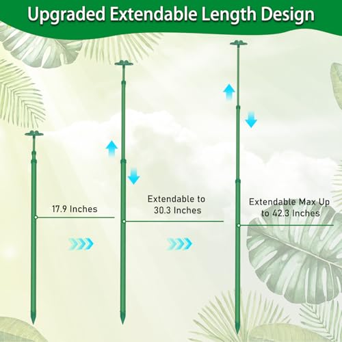 Extendable Plant Stakes,Length Scalable From17.9to42.3IN Plant SupportStake | 5Pack Orchid Sticks with Clips for Indoor Outdoor,Garden Stakes for Plant,Tomato,Vegetables,Monstera,Vine,Potted Plants - size: 42.3Inches 5Pack