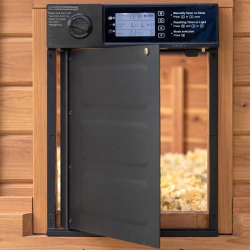 Backyard Discovery Rustic Roots Cedar Wooden Chicken Coop for Up to 6 Chickens with Automatic Door, Nesting Box, Wire Mesh Run, Roosting Bars, Steel Roof, Removable Floor Mats, Rooster and Hen House