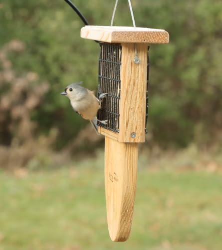Cedar Single Cake Tail Prop Suet Bird Feeder with Hanging Cable
