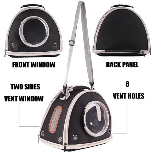 Guinea Pig Travel Carrier Cage, Portable Carry Bag for Two (2) Pigs, Reptile Bearded Dragon Lizard Carrier Bag for Small Animals Hamster Hedgehog Bird Bunny Kitten (Black, Typical Oxford)