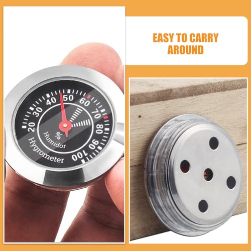 Hemoton 2-Pack Analog Cigar Humidor Hygrometer Round Mechanical Humidor Gauge Humidity Meter for Cigar Box Small Compact Accessory for Violin Case Home Use