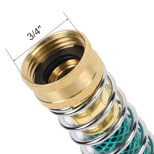 Triumpeek 2 Packs Garden Hose Extension Adapters | 5.7"L Hose Protectors with Coil Spring, Brass Hose/Pipe Connectors with 3/4" Threaded Hose Fittings - style: 2 Hose Extension Adapters
