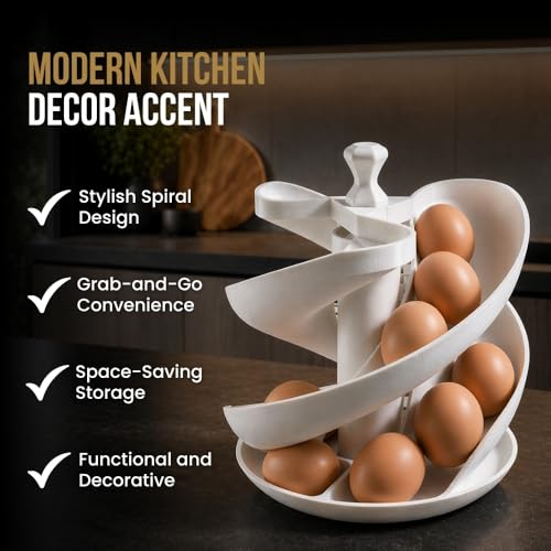 Fancy Egg Storage Holder – Freestanding Spiral Egg Cradle for Kitchen Counter | Space-Saving Countertop Egg Rack | Holds Fresh Eggs Securely | Modern Decorative Egg