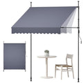 VEVOR Manual Retractable Awning, 78" x 59" Outdoor Patio Awnings Sunshade Shelter with 43"-59" Retractable Side Bar, No Drill Height Adjustable, Crank Handle for Backyard, Balcony, Dark Gray - size: 78x59 in