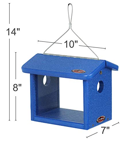 Recycled Bluebird Mealworm Feeder Hang or Mount (Blue, Blue) | Hang or Mount - color: Blue, Blue