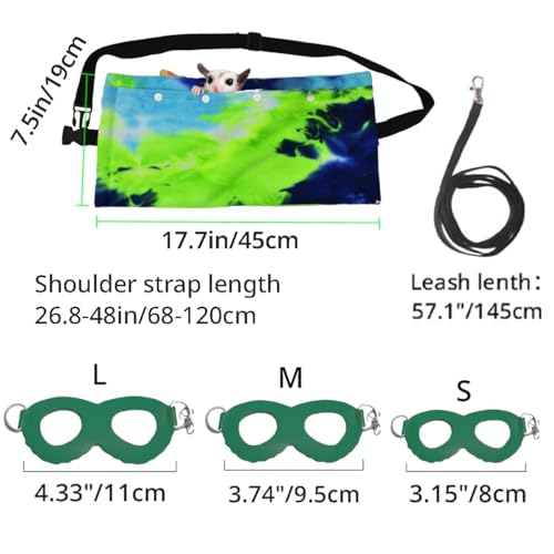 MANON ROSA Sugar Glider Pouch & Harness Set, Bonding Sling for Travel Green | Designed For Sugar Gliders, Secure Bonding Pouch For Bonding, Escape-Proof Harness, Breathable Fabric, Adjustable Shoulder St - color: 02 Green Set