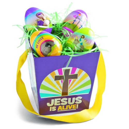Fun Express Resurrection Eggs 12 Pack - Christian Easter Egg Stuffers with Holy Week Story for Kids | Religious Easter Basket Filler for Egg Hunt | Pre Filled Easter Eggs Bulk for Church & Family