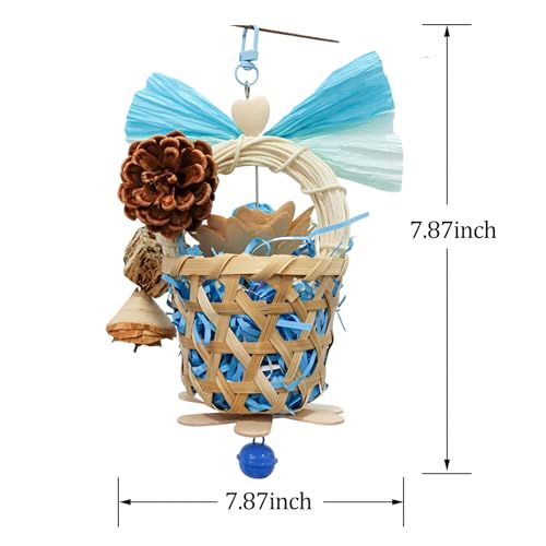 Bird Toys Foraging Shredder Hanging Toys Rope Perch with Bell Parakeet Toy Parrot Swing Climbing Standing Toys Bird Cage Accessories for Conure Cockatiel Budgies Lovebird, Blue - color: Blue
