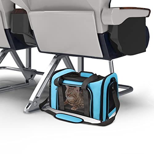 Henkelion Large Cat Carriers Dog Carrier Pet Carrier for Large Cats Dogs Puppies up to 25Lbs, Big Dog Carrier Soft Sided, Collapsible Travel Puppy Carrier - Large - Blue - color: Blue, size: 20.0"L x 13.0"W x 13.0"H