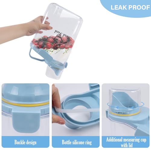 Bird Seed Storage Container,2.8L Airtight Bird Food Container with Handle and Measuring Cup,Portable Pet Food Container for Wild Bird Sunflower Seed-BPA Free Transparent/Blue - color: BLUE BIRD