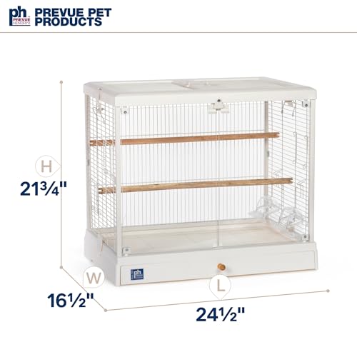 Prevue Pet Products Clear View Glass Standing Bird Cage - White | Ideal for Small Birds like Parakeets, Budgies, Finches, Cockatiel, & Lovebirds, Stand-Alone Birdcage - size: 24.5"L x 16.5"W x 21.7"H