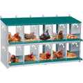 Chicken Nesting Box, 10 Compartment Nesting Box, | 10 Room Metal Nesting Boxes for Chicken, Green
