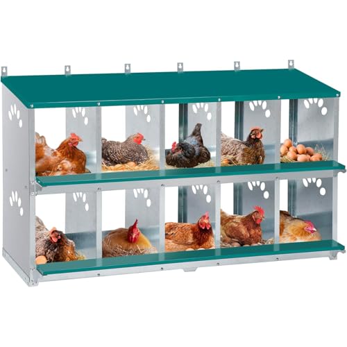 Chicken Nesting Box, 10 Compartment Nesting Box, | 10 Room Metal Nesting Boxes for Chicken, Green