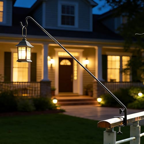 ERYTLLY Heavy Duty Deck Hook, Extensible and Adjustable Deck Hook with 2" Non Slip Horizontal Clamp for Hanging Bird Feeder, Plants, Suet Baskets,Wind Chimes,Lanterns and More - size: Deck Hook - Adjustable Length - 1 Pack