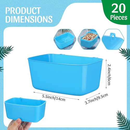 Zhehao 20 Pcs Bird Cage Cups Chicken Feeder Waterer Cups 18 oz Pigeon Feeder Plastic Poultry Wire Cage Hanging Chicken Water Bowl for Pet Bunny Poultry(Blue) - color: Blue