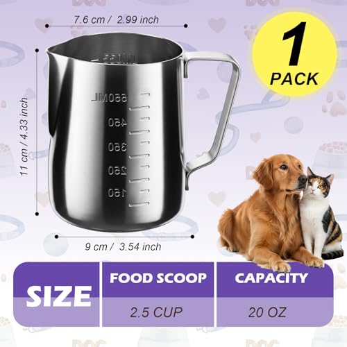 2.5 Cup Dog Food Scoop Stainless Steel Dog Food Measuring Cups Pet Food Scoop with Precision Scale for Dogs Cats - size: 2.5 CUP