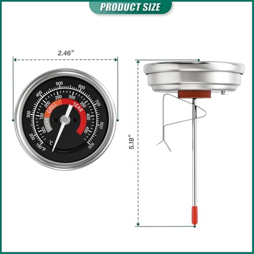 Replacement Thermometer, 150-900°F Grill Temperature Gauge, 3.3" Dial Size & Waterproof Temperature Gauge, for Big Green Egg Grills