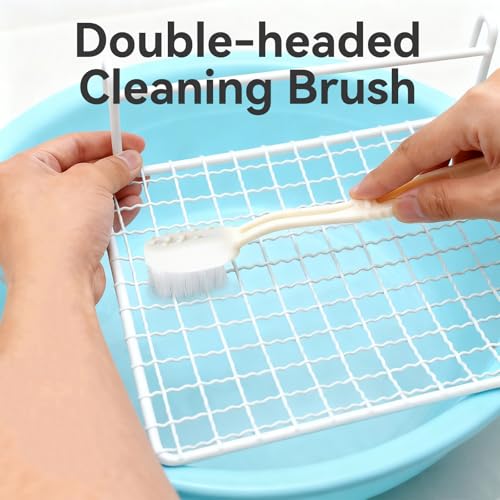 4 Pack Stainless Steel Bird Standing Platform with Cleaning Brush Set, Bird Perches for Cage, Cage Accessories for Budgies, Cockatiels, Lovebirds, Green Cheeks, Small to Medium Birds