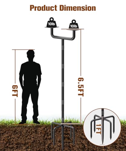 2 Holders Upgrade Bird House Pole with 90inch for Outdoor Bird Feeder Bath, Heavy Duty Adjustable Birdhouse Stand with 4 Plates & 5 Prong Base for Garden, Yard(NO Birdhouse & Birdbath) - style: Two-Head