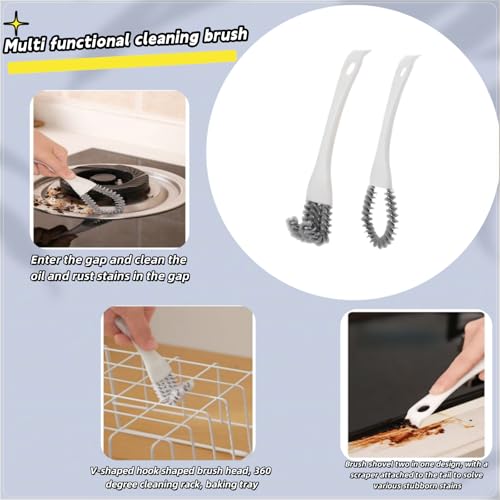 2 Pack Oven, Stove & BBQ Cleaning Brush Set with Scraper Heads, for BBQ Grates, Kitchen Crevices, Oven Racks and Bird Cage Dead Corner Gap Brush