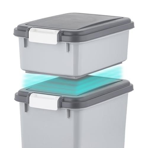 IRIS USA Dog Food Storage Container, Up to 30+11 lbs, Gray/Dark Gray | Made in the USA, Includes 2-Cup Scoop & Wheels, Airtight Seal, BPA-Free, Bird Seed, Cat food, Cat Litter, Treats, Toys - color: Gray/Dark Gray