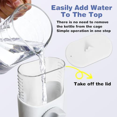 PINVNBY Bird Water Dispenser 9.47 Fl Oz Automatic Parrot Water Feeder Suspended Water Dispenser Bird Cage Accessories for Parakeet Budgie Lovebird Cockatiel Finch (White)