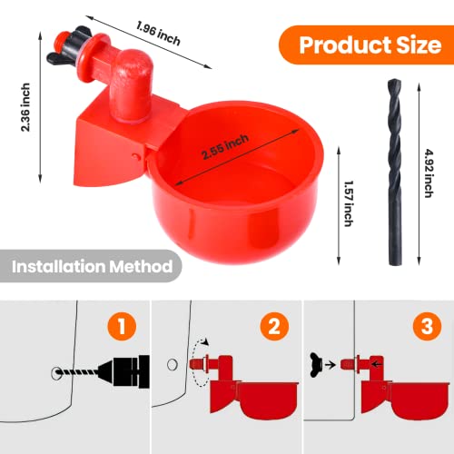 Chicken Water Cups,DIY Automatic Chicken Waterer for Poultry-24 Pack | Chicken Water Feeder,Gravity Filling Poultry Waterer with Hole Saw for Buckets Boxes Troughs