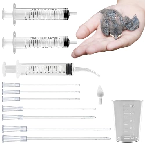 Baby Bird Feeding Syringe Kit,Hand Feeding Syringe for Birds,Pet Syringe Feeding Tool, Parrot Feeding Tubes Set for Small Baby Birds Pet Kittens (C) - color: C