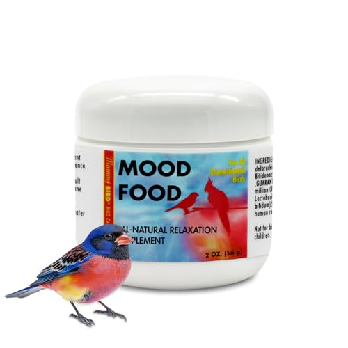 Mood Food 2 oz – Natural Calming Supplement for Birds – Non-Sedating Formula – Helps Reduce Stress, Aggression & Feather Plucking – Gentle Support with Amino Acids & B Vitamins | Promotes Natural Stress, Aggression & Feather Plucking Reduction – Gentle B-