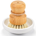 SUBEKYU Bamboo Dish Scrub Brush,Vegetable Brush,1 Pack with Ceramic Holder | Produce Brush,Natural Sisal Bristles,Kitchen Wooden Cleaning Scrubbers Set - color: Ceramics Base + Sisal Brush, 1p