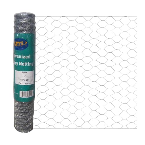 20GA Galvanized Hexagonal Poultry Netting Chicken Wire 18 inches x 25 feet x 1 inch Mesh - size: 18"x25'- 1" 20GA