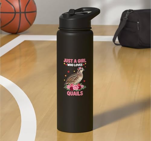 Bird, For The Girl Who Adores Quails Stainless Steel Insulated Water Bottle - color: Black