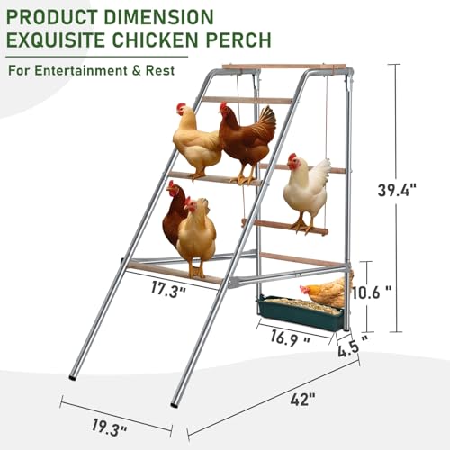Chicken Coop Roosting Perch, Chicken Bars Roosting Ladder with Leg Bands for Perch, Backyard Poultry, Farm