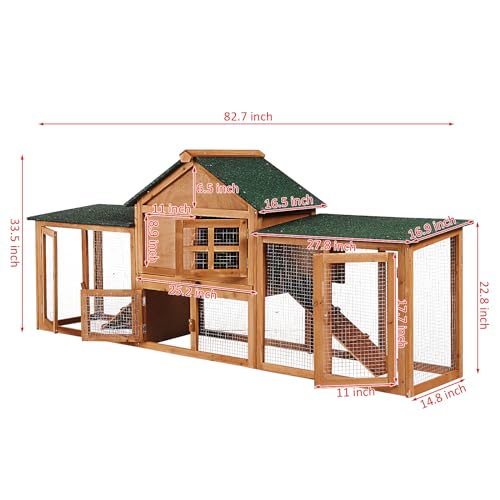 Spacious Wooden Chicken Coop Rabbit Hutch Double Side Runs | Wood, Wooden, Waterproof, Durable, Portable, Removable, Easy Clean, Versatile, Outdoor, Indoor, Garden
