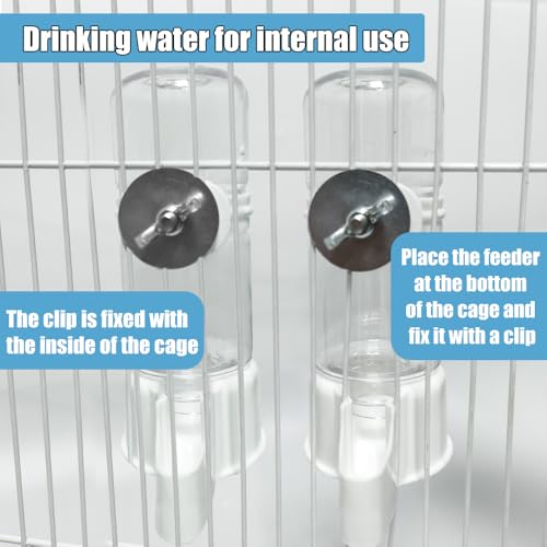 2 Pcs Automatic Pet Bird Water Feeder, Water Dispenser for Cage, Bird Cage Suspended Automatic Water Dispenser, Parrot Feeders for Parakeet Budgie Cockatiel Lovebirds Canary Finch - size: 2PCS 140ml