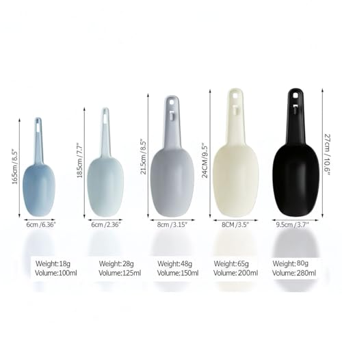 Plastic Flour Scoops, Pet Food Scoops Plastic Pack of 5, Multifunctional Dog Food Scoops with Measuring Cups, Pet Food Measuring Scoop Set - color: Pack of 5