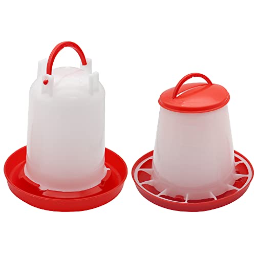Chick Feeder Waterer Kit, Hanging 1.5kg Feeder and 1.5L Waterer | for Baby Chicks Brooder Coop Accessories, Suitable for Duck Quail Pigeon Poultry Farm, Easy to Assemble and Clean