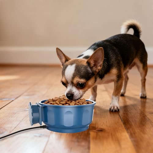 Indoor Pet Small Heated Water Bowl, Cat Thermal Bowl in Winter, 600ML Hanging Heated Water Bowl for Rabbit Cage Dog Crate, Indoor USB Portable Warm Dish for Dogs Cats Rabbits Birds, Blue - size: 600ML(Blue)
