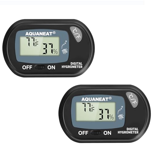 AQUANEAT 2 Packs Reptile Thermometer Hygrometer Digital Display Temperature and Humidity Moniter for Reptiles Rearing Box with Suction Cup… - size: 2 Packs