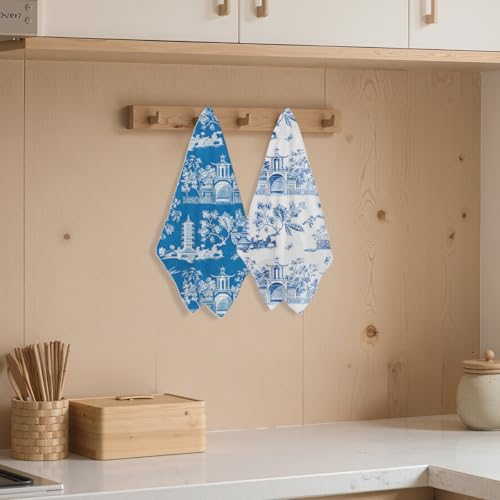 2 Pcs Traditional Artistic Kitchen Towels Decorative Hand Towels | Waffle Soft Tea Towel for Home, Bathroom, Absorbent Microfiber Dish Cloth, Housewarming Gifts for Women, Mom, Friend - color: Multi 1259