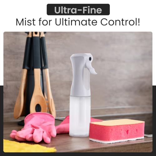 VIGOR PATH Continuous Mist Clear Spray Bottle 200ml Fine Mist for Hair | Ultra Fine Atomizer Leak Proof Ergonomic Construction 360 Refillable - size: 6.7 Ounces