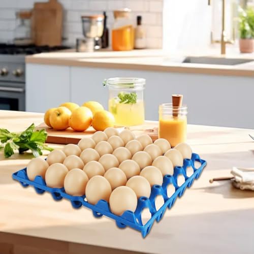 12PCS Plastic Egg Trays Egg Crates, Stackable Eggs Cartons Egg Flats, Each Holds 30 Eggs for Packing, Storage, Shipping (Blue) - color: Blue-12PCS
