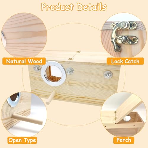 PINVNBY Large Natural Wood Parakeet Nesting Box Budgie Breeding Box Acrylic Bird Nest for Cage Transparent Panoramic for Birds, Parrots, Cockatiels, Lovebirds, Canaries (S: 7.87 x 4.72 x 4.72 inch) - size: S: 7.87 x 4.72 x 4.72 inch