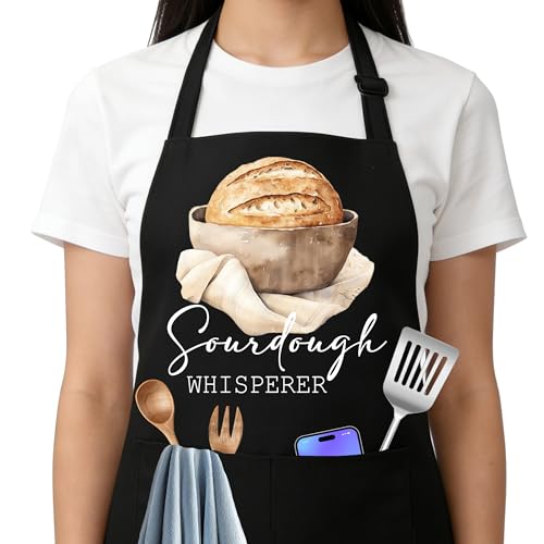 Sourdough Whisperer Apron for Women with Large Pockets - Funny Baking Aprons, Adjustable Professional Kitchen Apron for Bread Making, Grilling - Unique Sourdough Gifts for Bakers & Moms - C12 - color: Sourdough Whisperer 2