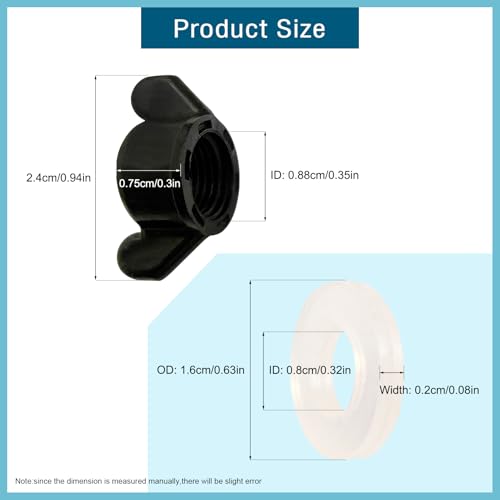 Silicone Washers and Wing Nuts for Chicken Waterer Cups Poultry Water Nipple, Silicone O-Rings 16mm OD 8mm ID 2mm Width Seal Gasket (Pack of 50)