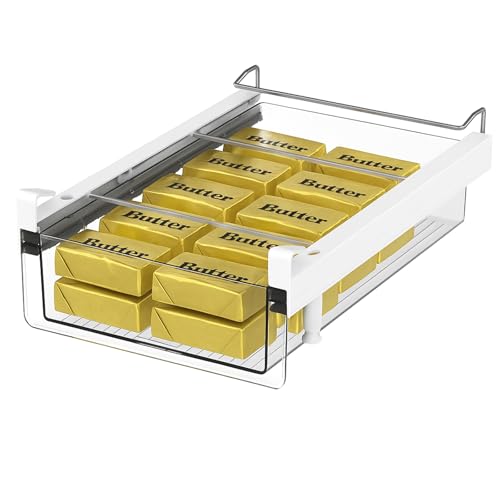 Large Fridge Under Shelf Drawer, Pull Out Refrigerator Drawer Organizer Fridge Organizer Bins, Fridge Storage Container Holder for Produce, Deli Meat, Cheese, Bacon, Easy to Install-L - color: L