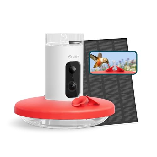 Smart Hummingbird Feeder with Camera, Auto Detect Record Bird Video, Instant Notification, Live View, Solar Powered Hummingbird Feeders for Outdoors Ant Bee Proof, 14oz, Gift for Bird Lovers