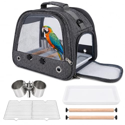 Pethiy Bird Carrier Travel Bag, Bird Travel Carrier Cage for Large Size Parrot Portable Wild Bird Carrier,Lightweight Breathable Bird Backpack Breathable Oxford Parrot Carrier Bag